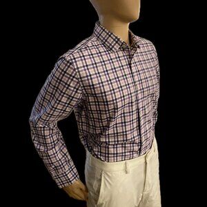 Pink/Black/White/Purple Checkered Shirt Banana Republic Non-Iron 100% Cotton Str